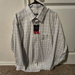 Van Heusen Mens Regular Fit New Flex Stretch Fabric Plaid Dress Shirt 2XL